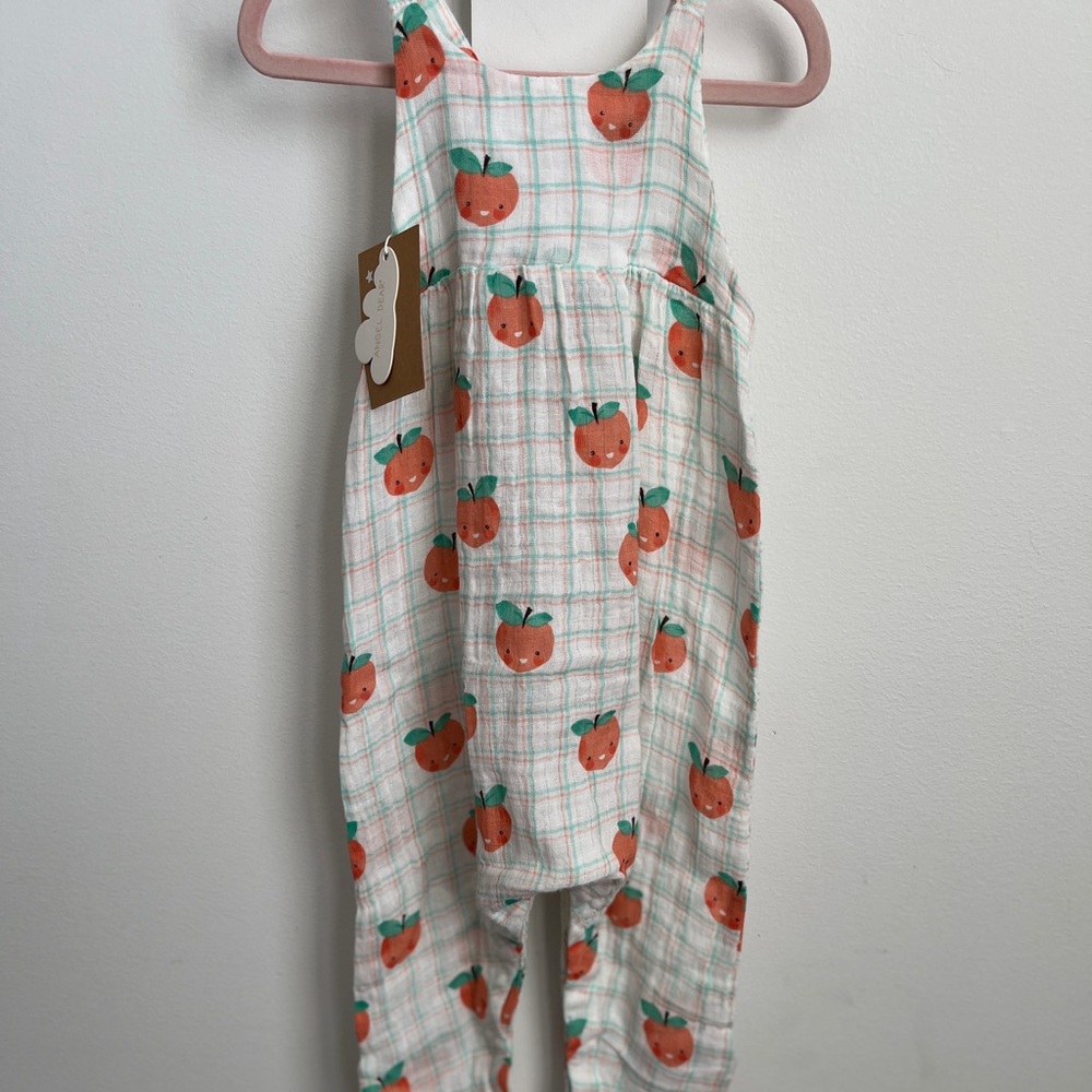 Unisex Baby Peachy Plaid Gauze Pants Overalls NWT